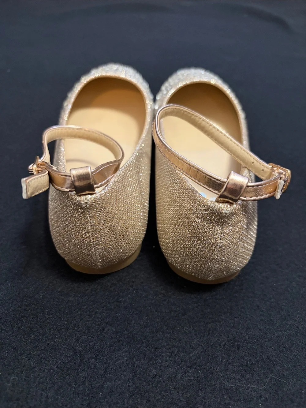 Tip Top Kids Girls’ Rose Gold Glitter Rhinestone Ankle-Strap Dress Shoe Size 5Y